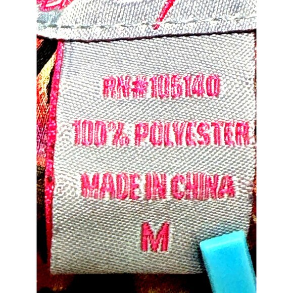 Ultra Pink Medium Sheer Flutter Sleeve Blouse Red Orange Abstract Dot Print Top - Picture 8 of 10